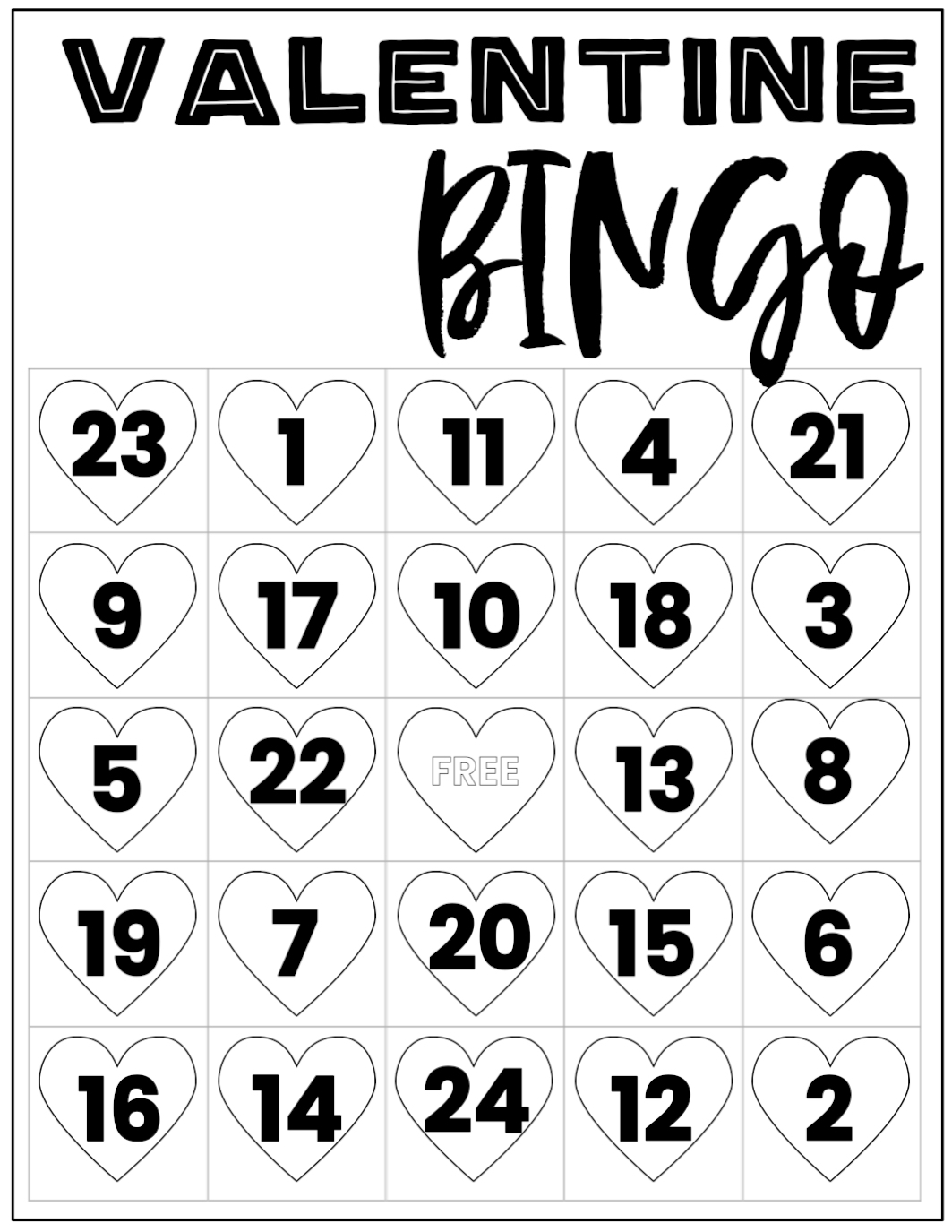 Free Valentine Bingo Printable Cards Paper Trail Design