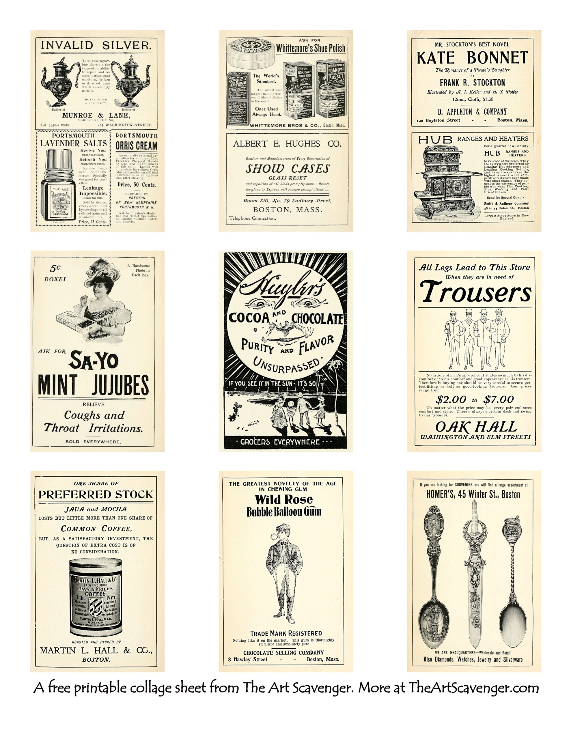 Free Vintage Advertisements Ephemera Sheet Printable The Art 