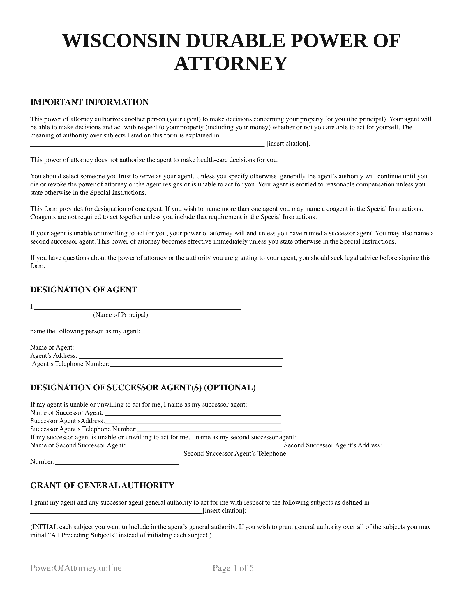 Free Printable Durable Poa