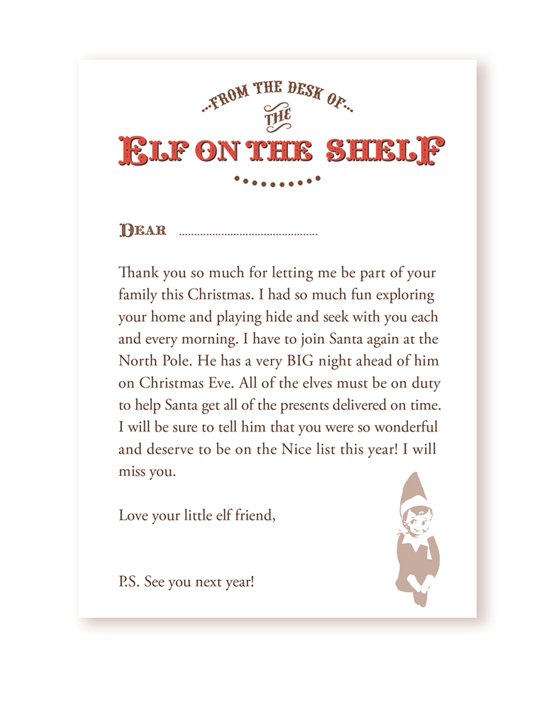 Freebie Your Very Own Goodbye Letter From The Elf On The Shelf 