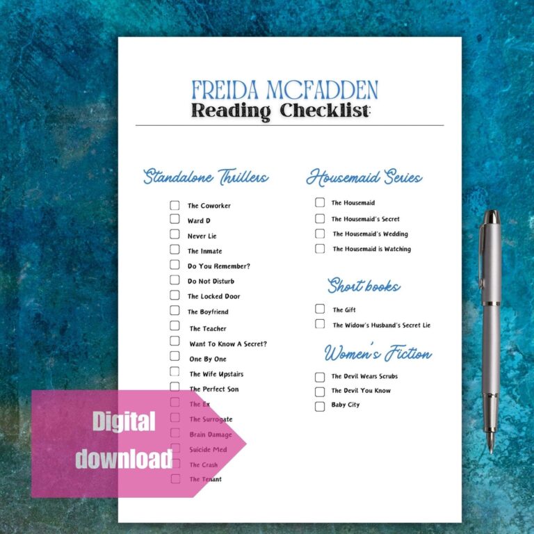 Freida Mcfadden Book Checklist Printable Reader Tracker Freida Thriller Books Printable Checklist Suspense Novels Freida Reading Log Etsy Australia