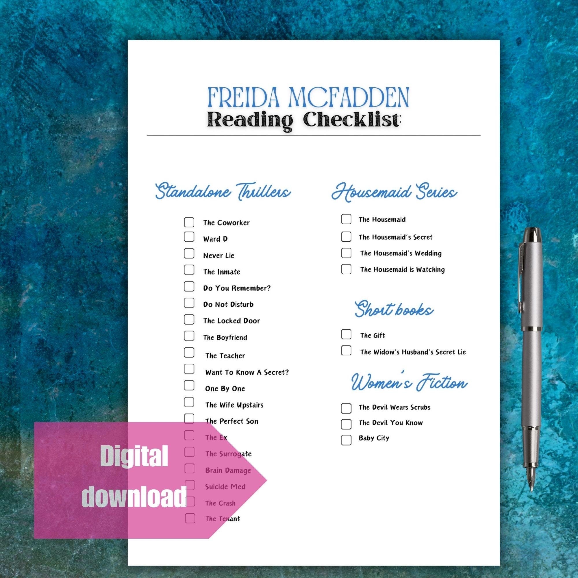 Freida Mcfadden Book Checklist Printable Reader Tracker Freida Thriller Books Printable Checklist Suspense Novels Freida Reading Log Etsy Australia