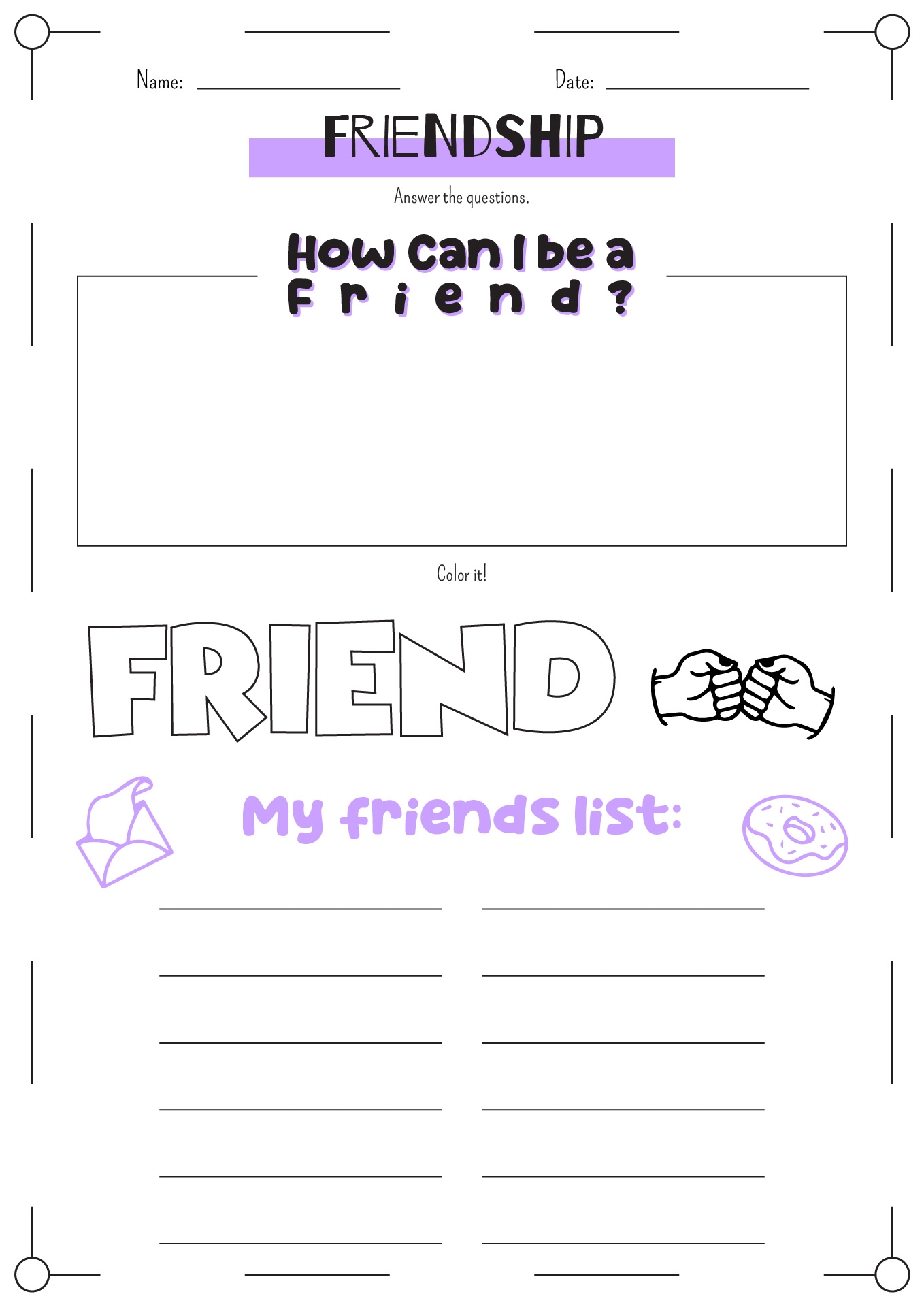 Friendship Printable Worksheets For Preschool Made By Teachers