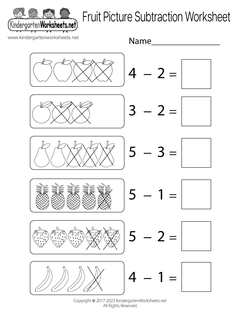 Fruit Picture Subtraction Worksheet Free Printable Digital U0026 PDF