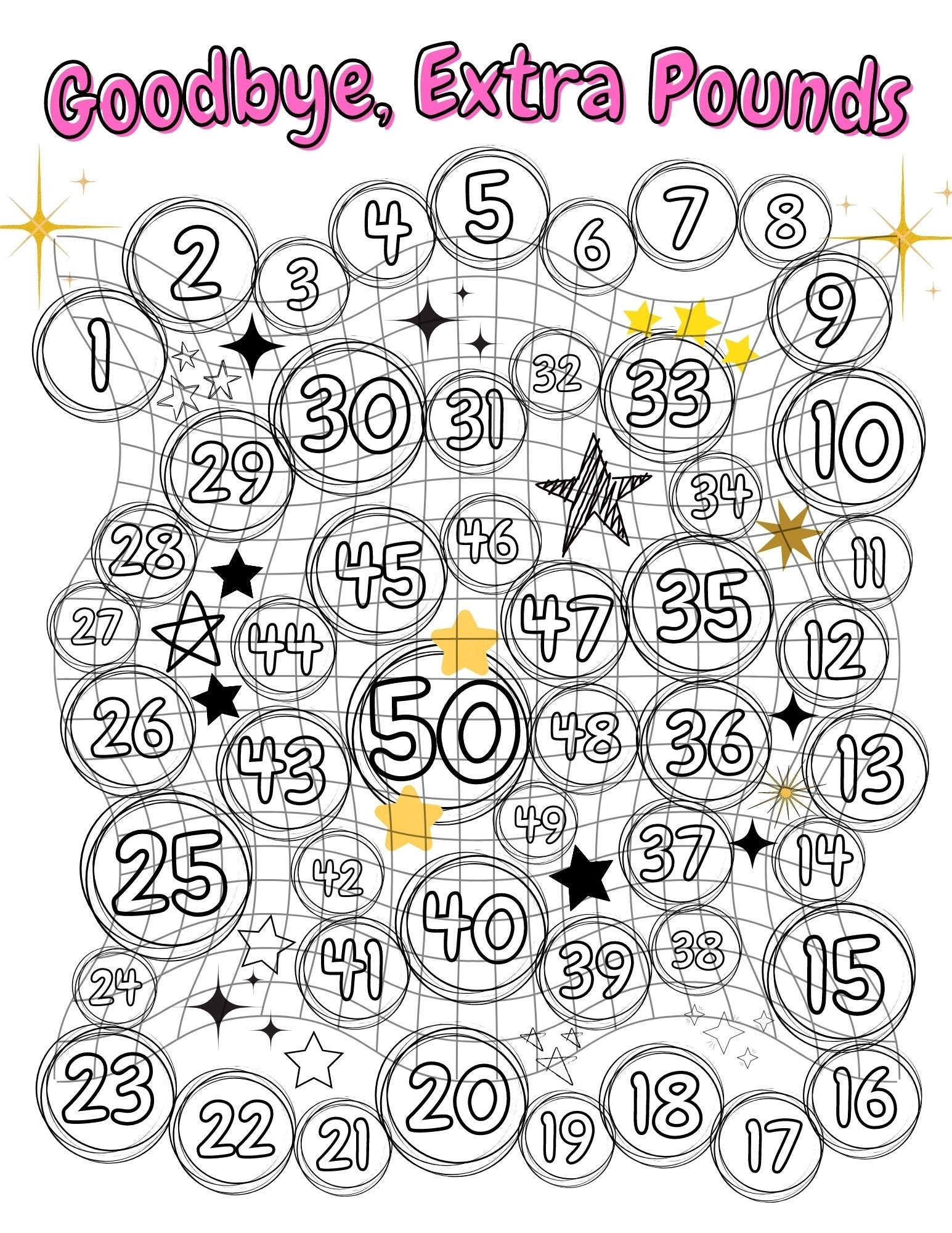Funky Weight Loss Tracker Printable Coloring Page Etsy