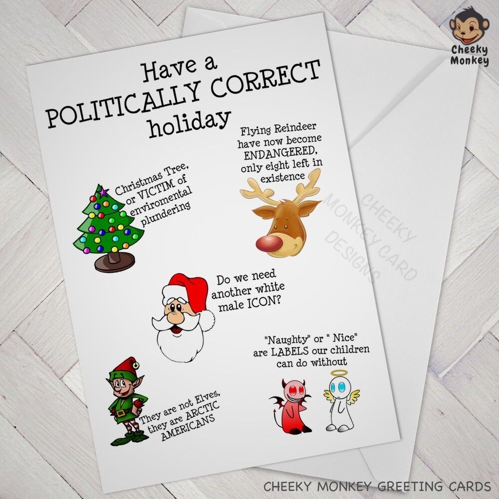 Funny CHRISTMAS CARD Politically Correct PC Joke Humour Offensive Rude Opinion