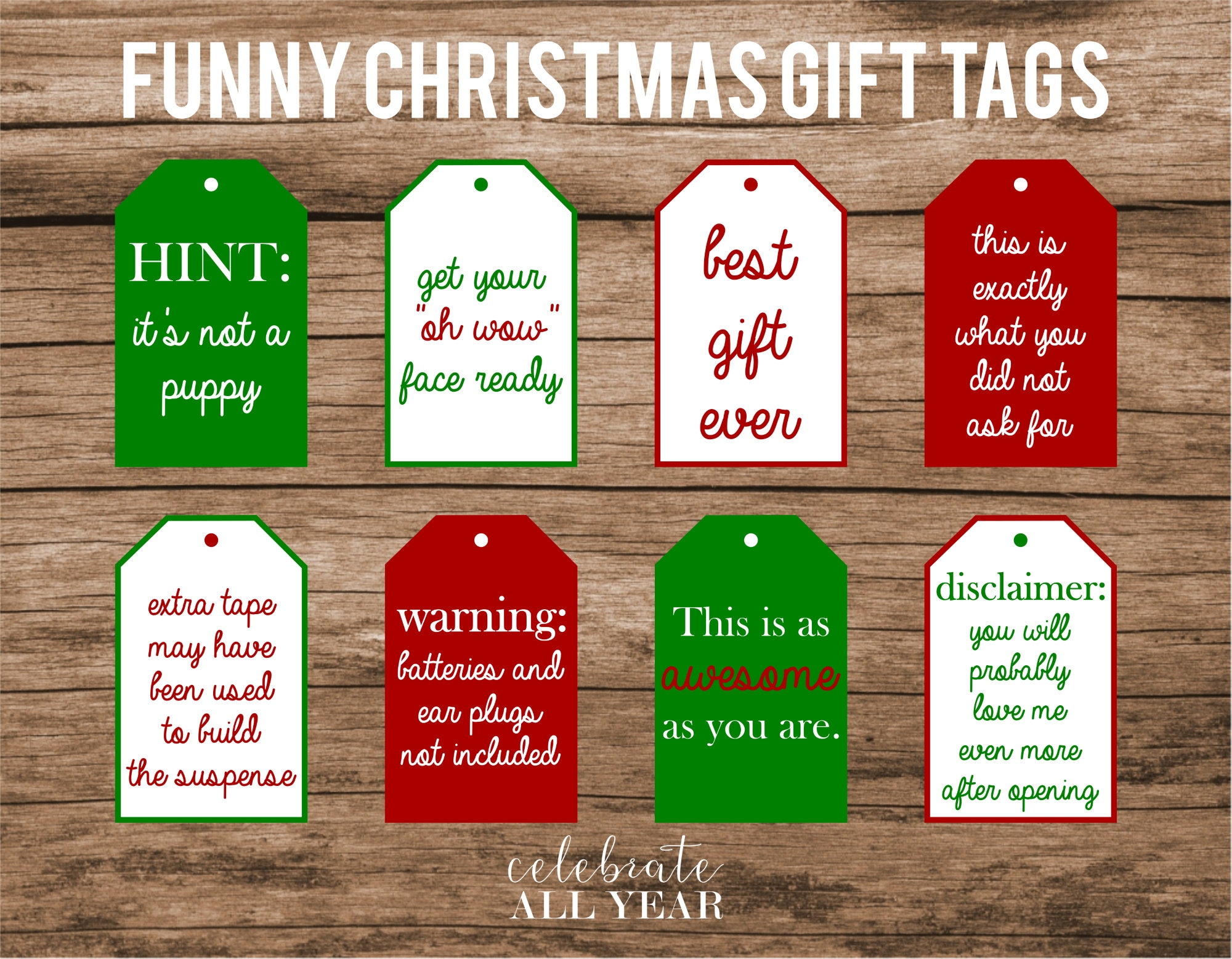 Funny Christmas Gift Tags Etsy