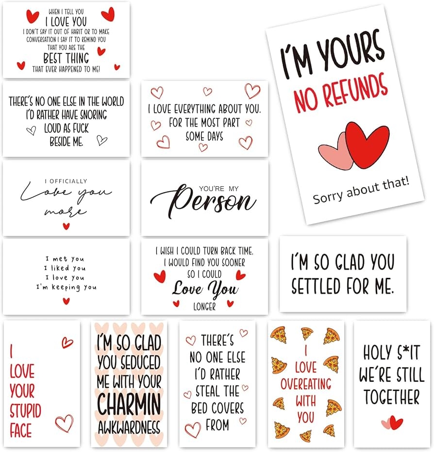 Funny Mini Anniversary Cards Love Notes Cards With Envelopes For Valentines Day Husband Wife Him Her Boyfriend Girlfriend Lunch Box Notes Card 14 