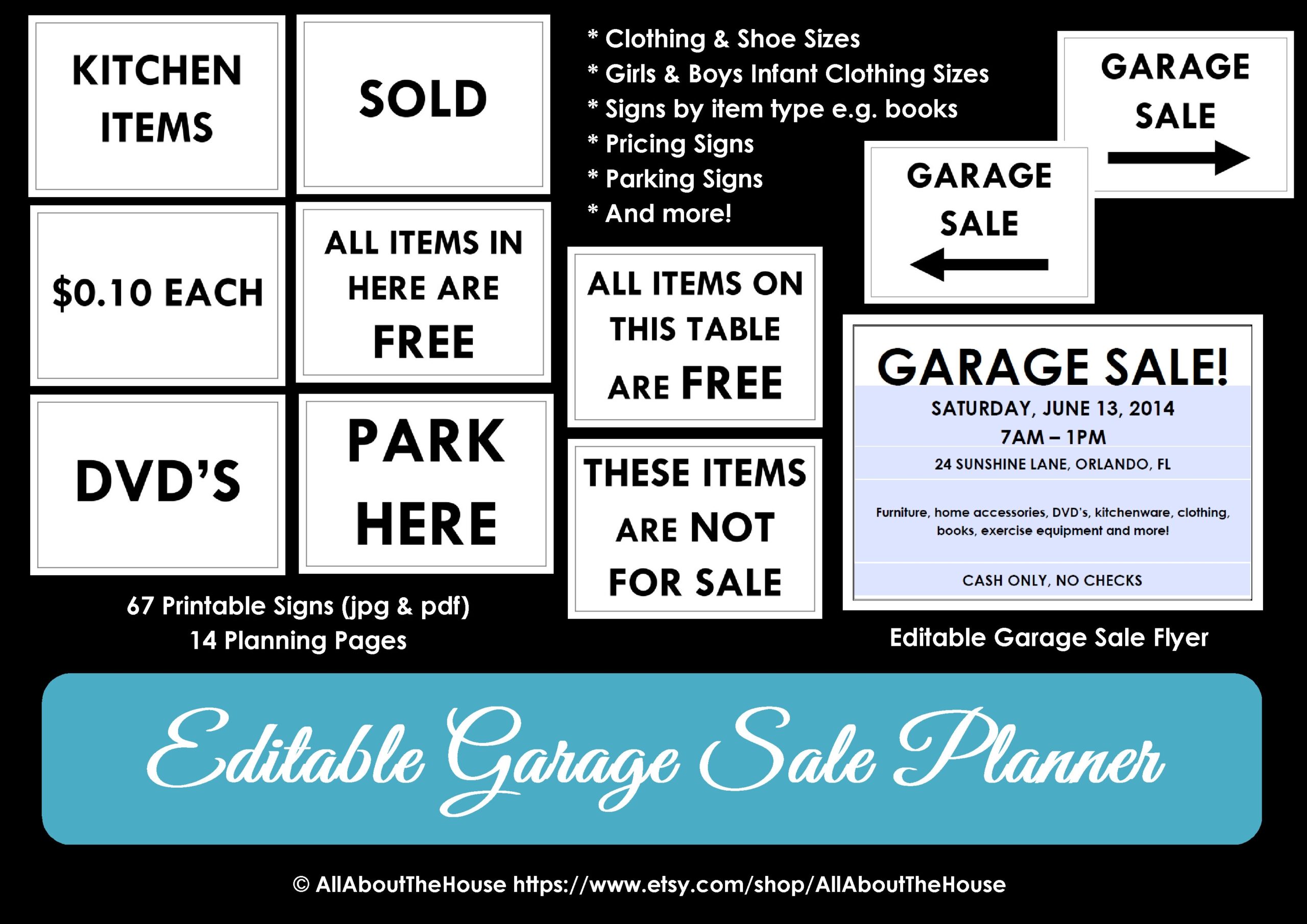 Garage Sale Planner AllAboutTheHouse Printables