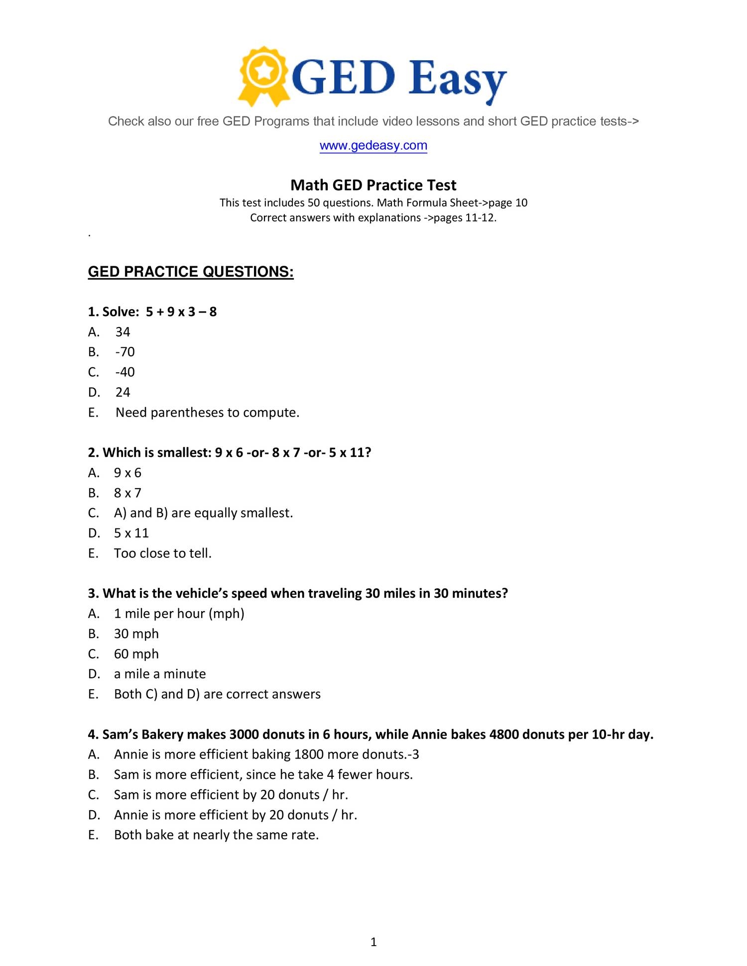 GED Math Test Practice Test And Tips To Ace It Worksheets Library Worksheets Library