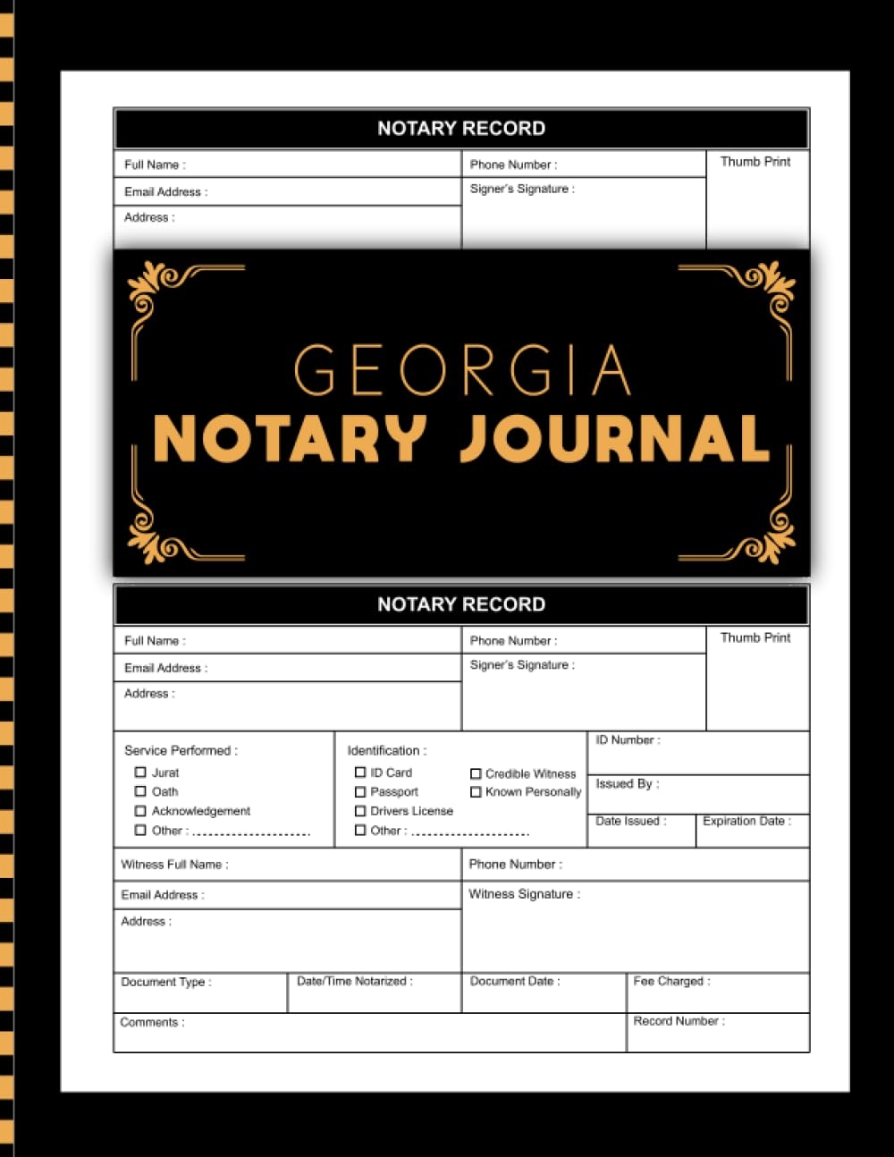 Georgia Notary Journal Public Notary Log Book For Notarial Acts 120 Pages 240 Records With Large Size Simple Black Cover Publishing Notary Log 