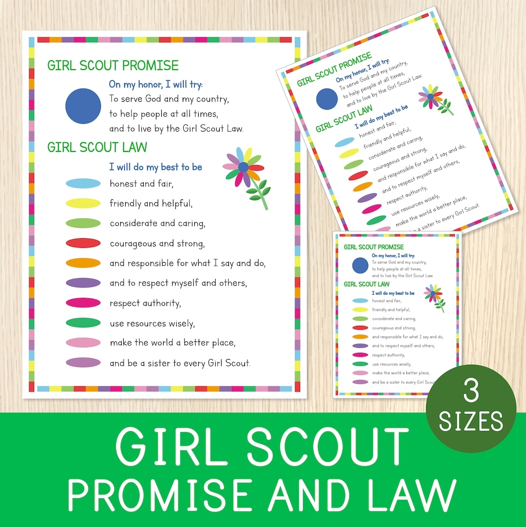 Girl Scout Promise And Law Printable Girl Scout Law Girl Scout Promise Daisy Flower Girl Scout Daisy Petals Handout Scouting Principles Etsy