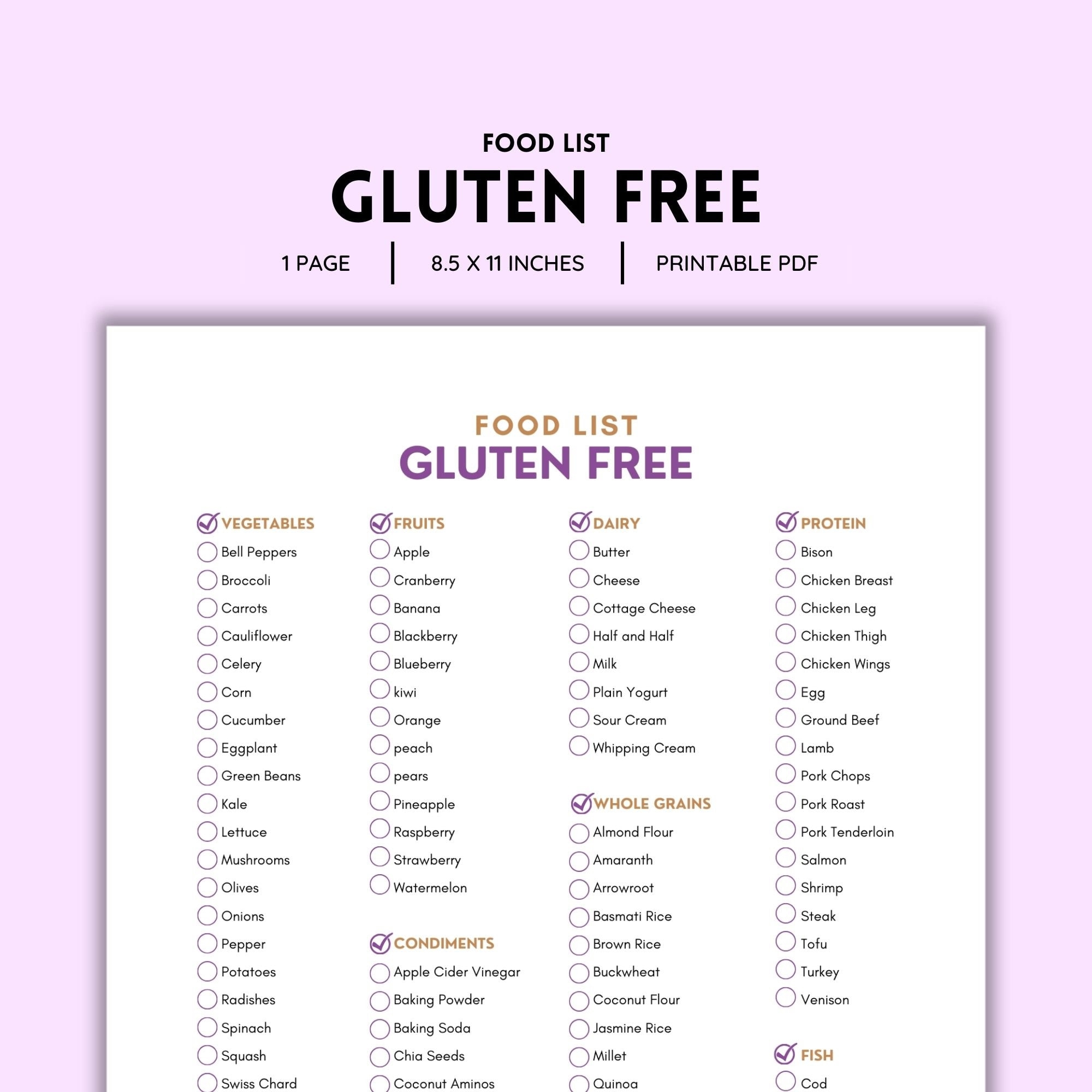 Gluten Free Food List Gluten Free Products Gluten Allergy Gluten Intolerance Food Allergy Gluten Sensitivity Shopping List PDF File Etsy