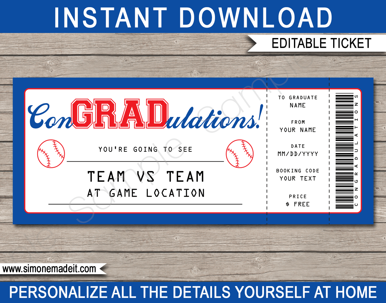 Free Printable Baseball Ticket Template
