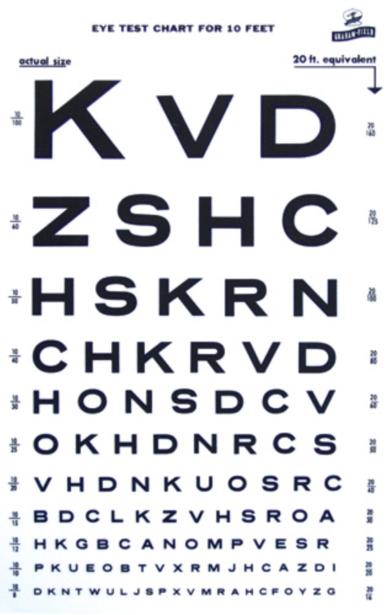 Graham Field Illuminated Snellen Eye Chart 10 Distance 20 
