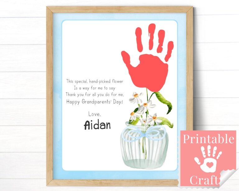 Grandparents Day Flower Craft For Kid Printable Handprint Art Card For School Project Gender Neutral Poem Etsy