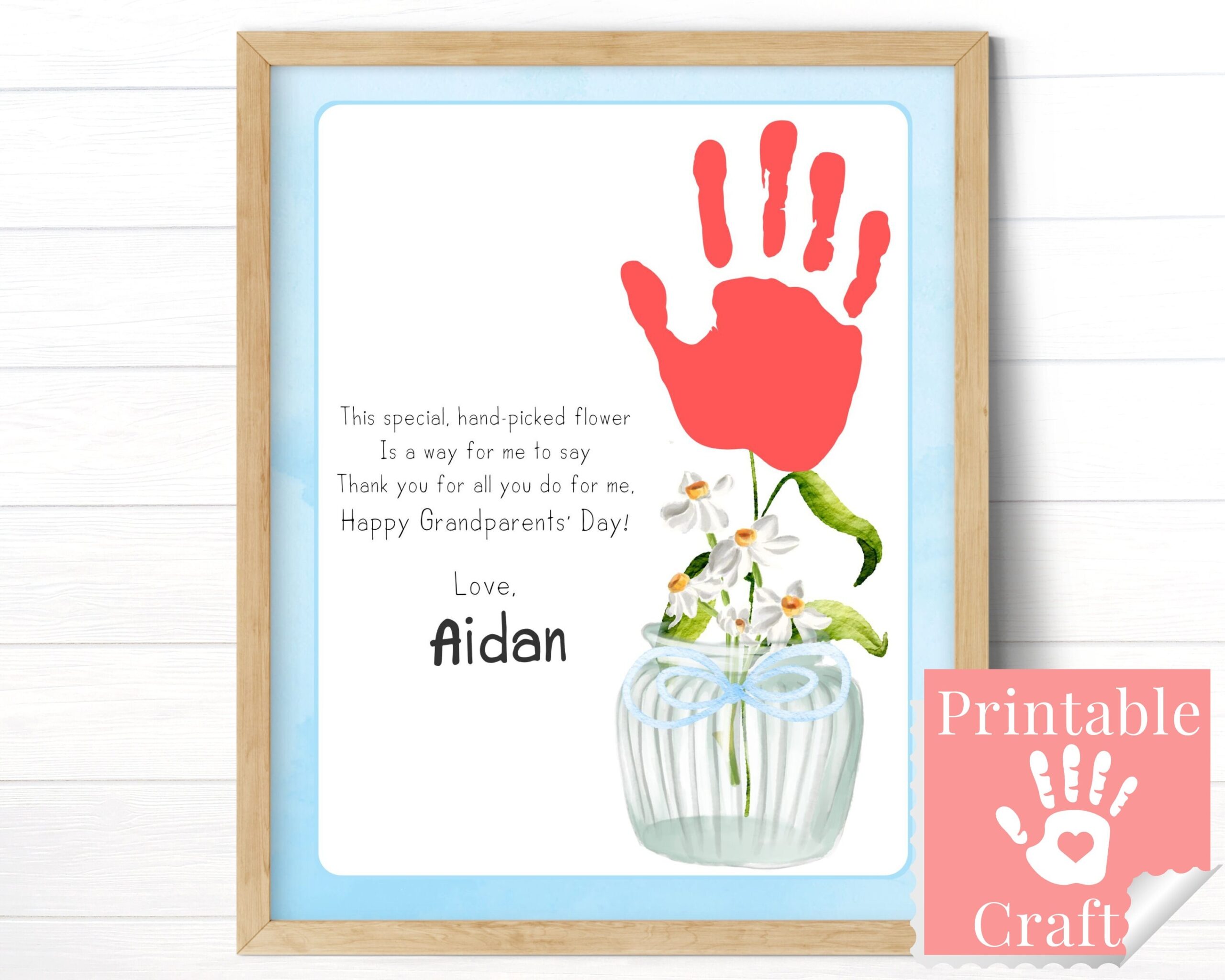 Grandparents Day Flower Craft For Kid Printable Handprint Art Card For School Project Gender Neutral Poem Etsy