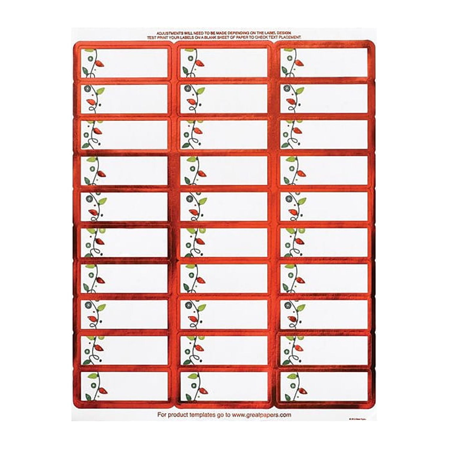 Free Printable Xmas Address Labels