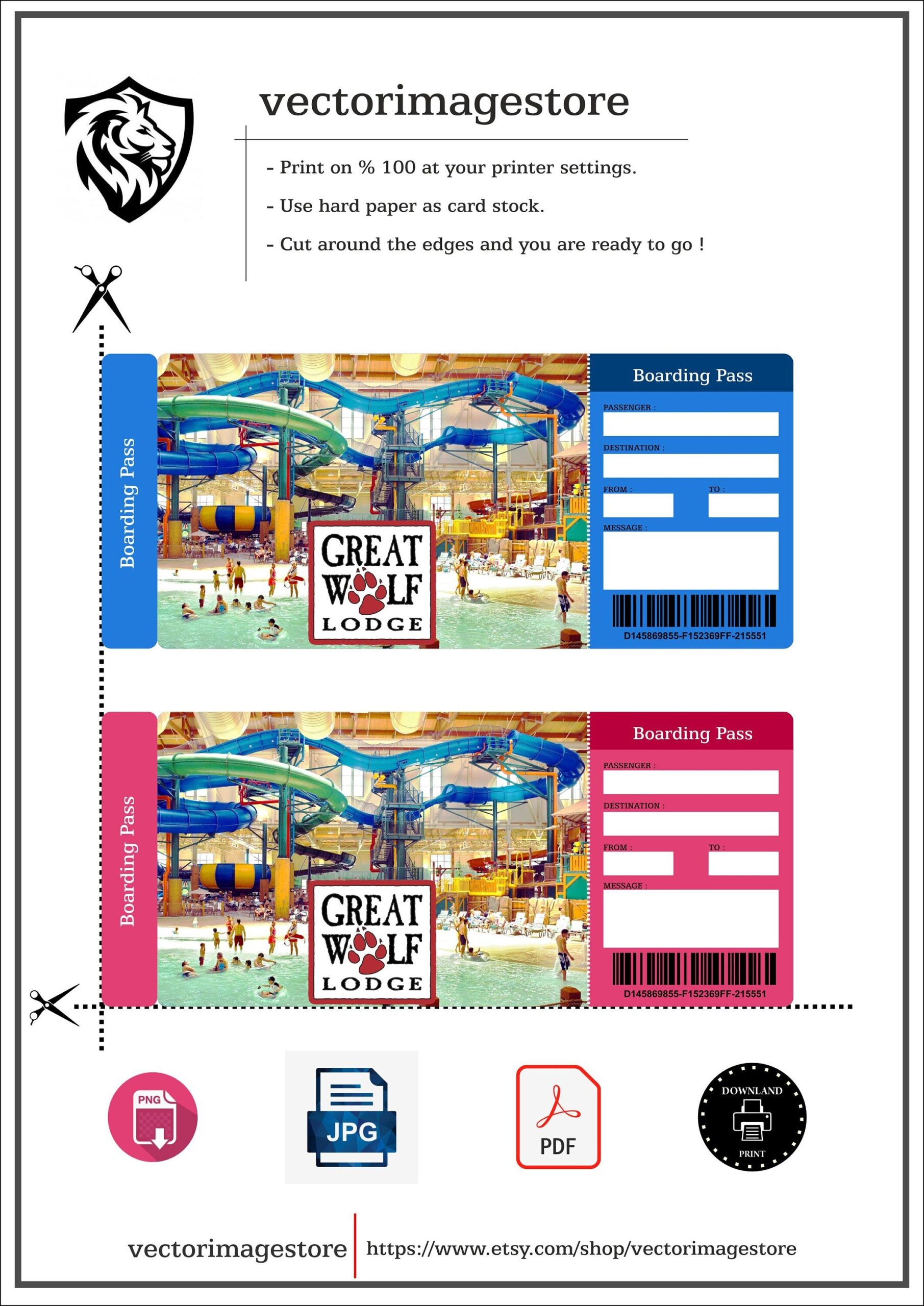 Great Wolf Lodge Surprise Trip Reveal Tickets Printable Surprise Great Wolf Lodge Ticket Template Editable Ticket Template Etsy
