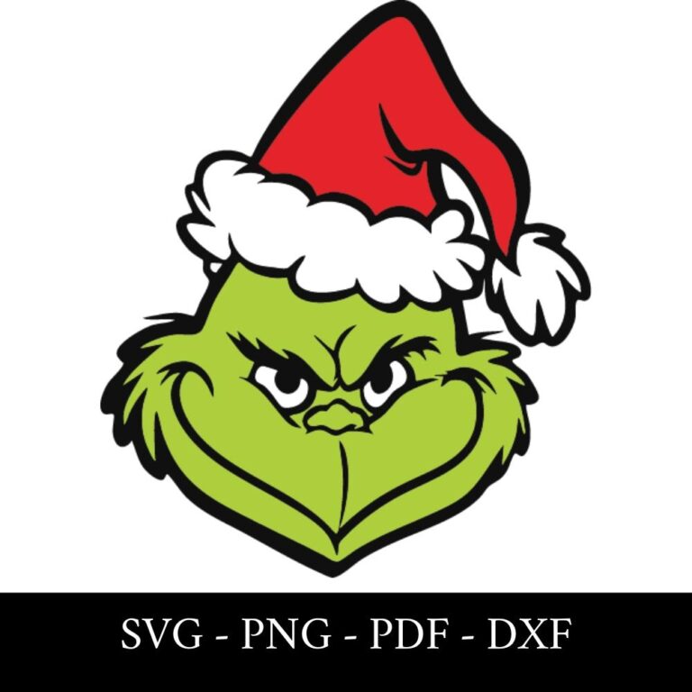 Grinch Face SVG For Cricut Christmas Clip Art Png Dxf Pdf 