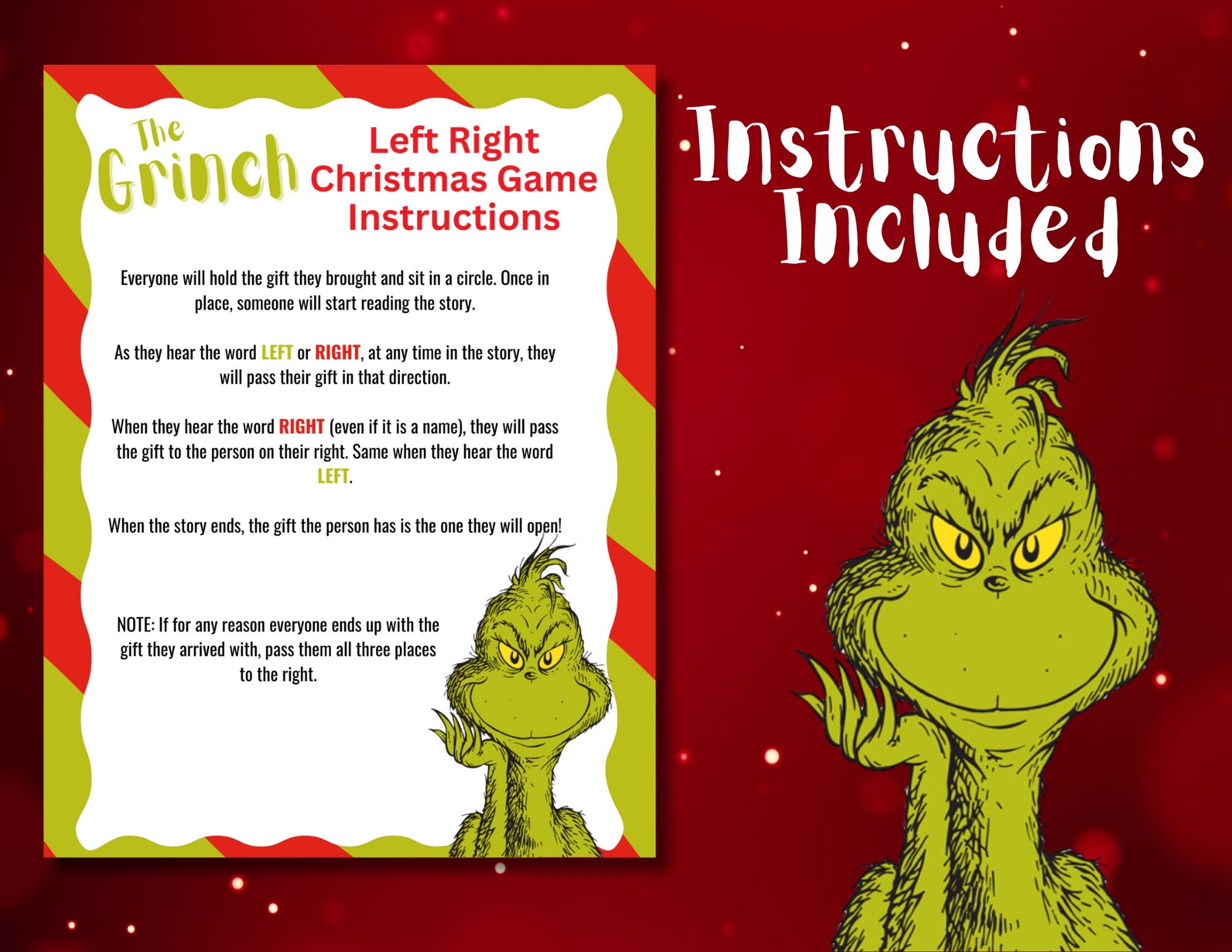 Free Printable Grinch Left Right Game