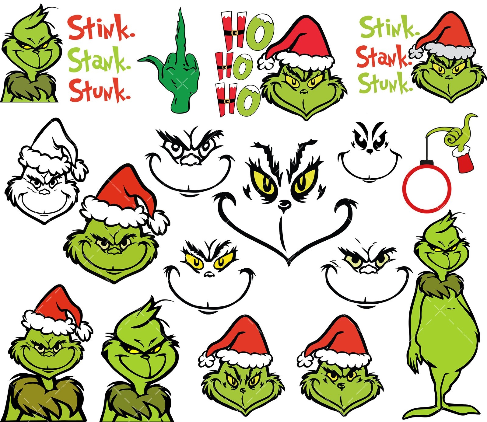 Grinch SVG PNG PDF Grinch Face Cut File Worksheets Library