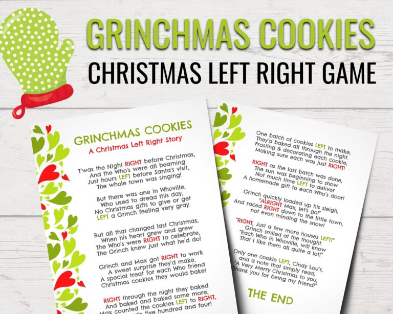 Grinchmas Cookies Christmas Left Right Game Printable Grinch Left Right Story Gift Exchange Game Christmas Party Games Gift Swap Etsy