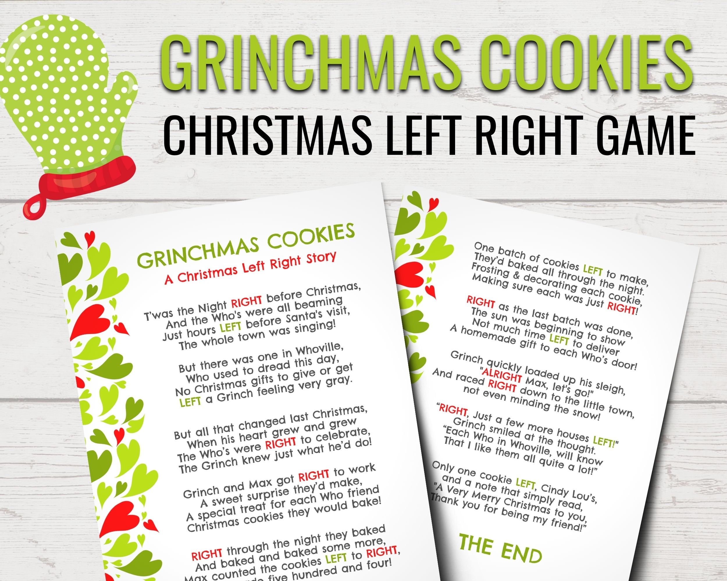 Grinchmas Cookies Christmas Left Right Game Printable Grinch Left Right Story Gift Exchange Game Christmas Party Games Gift Swap Etsy