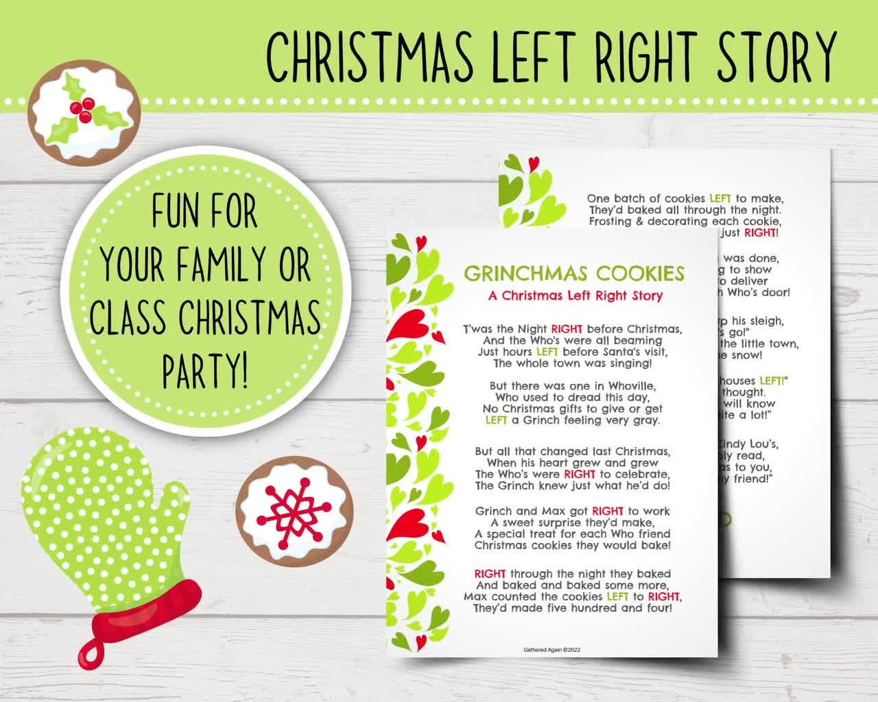 Grinchmas Cookies Christmas Left Right Game Printable Grinch Left Right Story Gift Exchange Game Christmas Party Games Gift Swap Etsy Finland