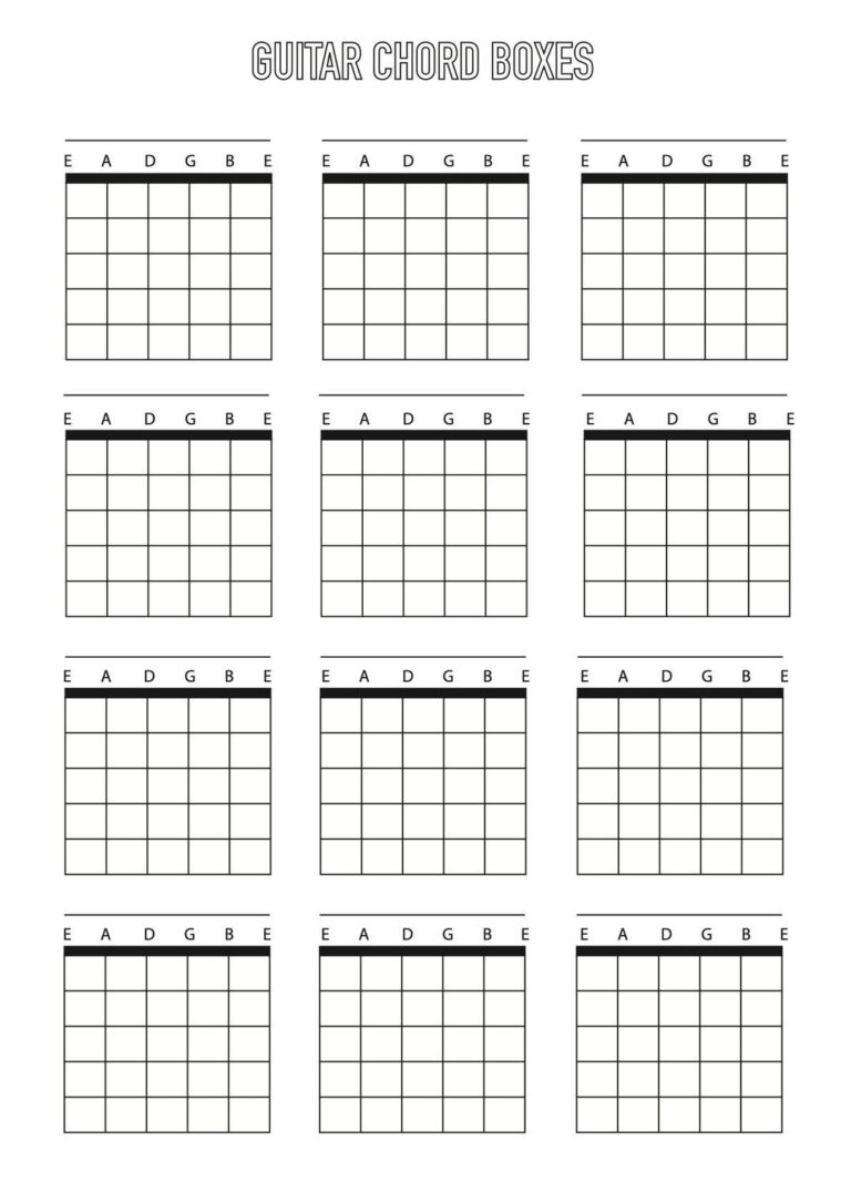 Guitar Chord Box Sheet Downloadable Template A4 Blank 6 String Etsy