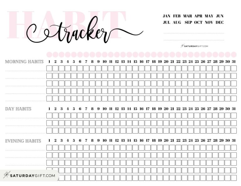 Habit Tracker Printable 43 Cute U0026 Free Printable Habit Trackers