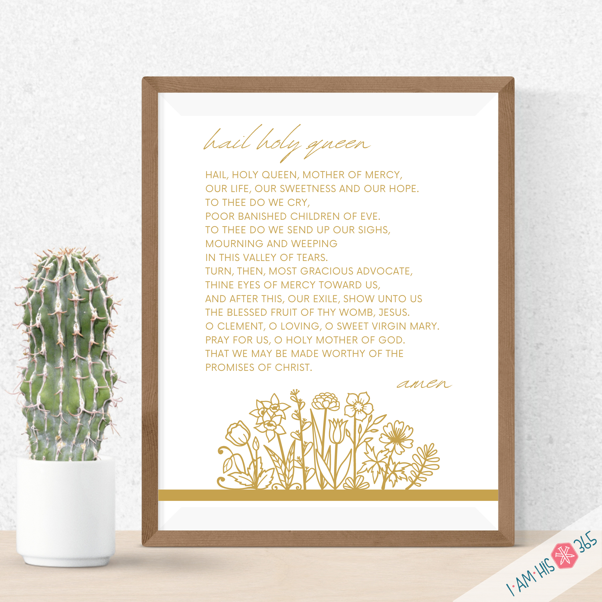Hail Holy Queen Prayer Print Printable Catholic Prayer Catholic Art Blessed Mother Wall Art