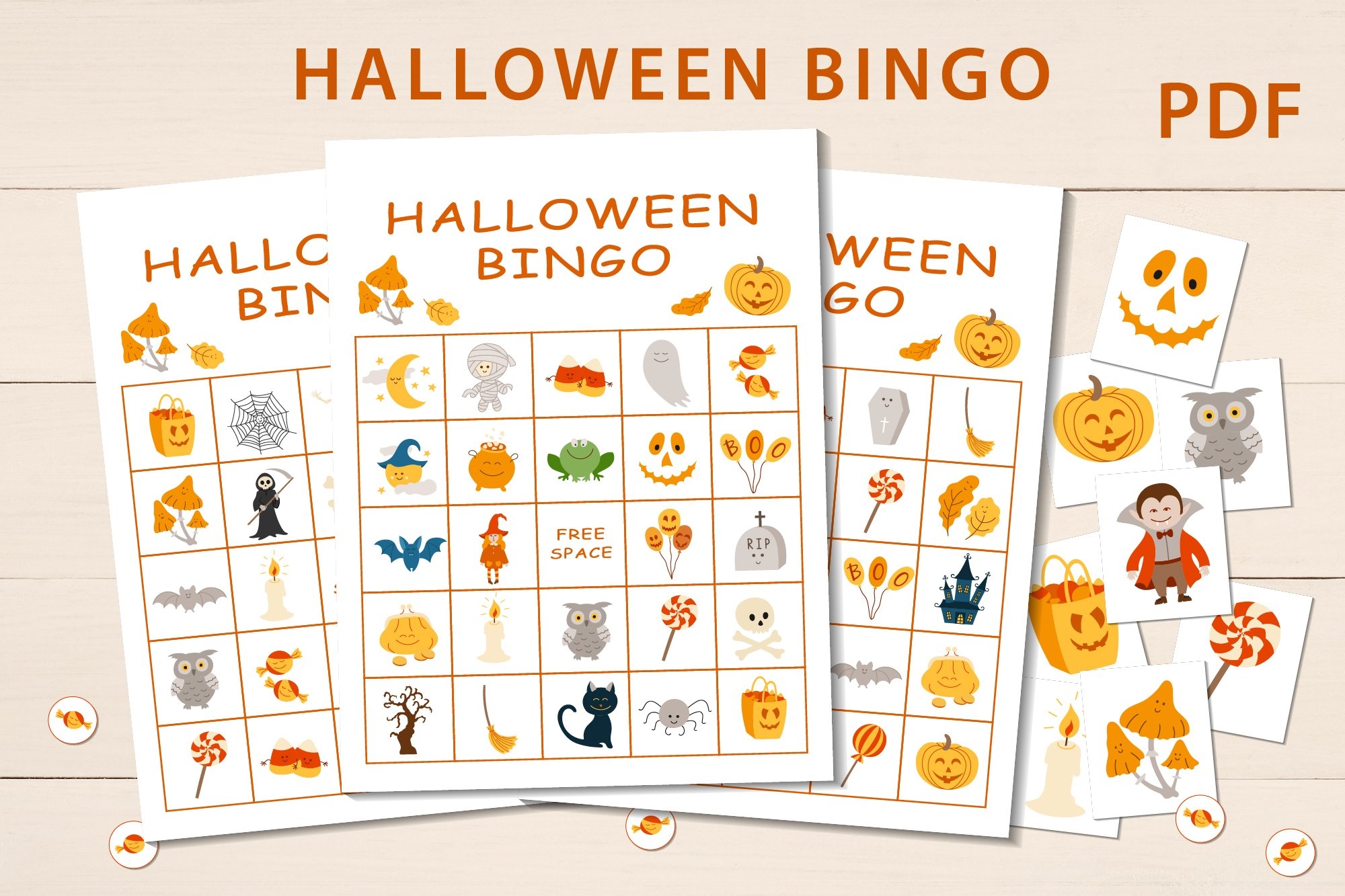 Halloween Bingo Game 30 Unique Printable Bingo Cards PDF