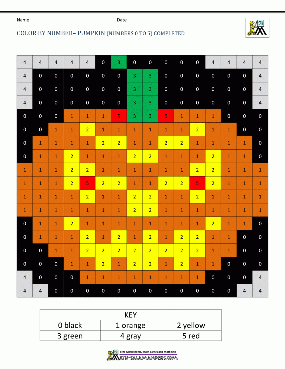 Free Printable Color By Number Halloween