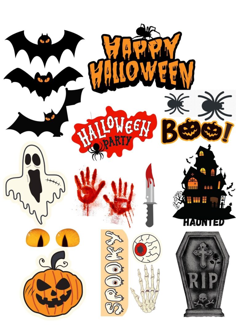 Halloween Decorations Set Simple DIY Printable 10 Pages Black And 