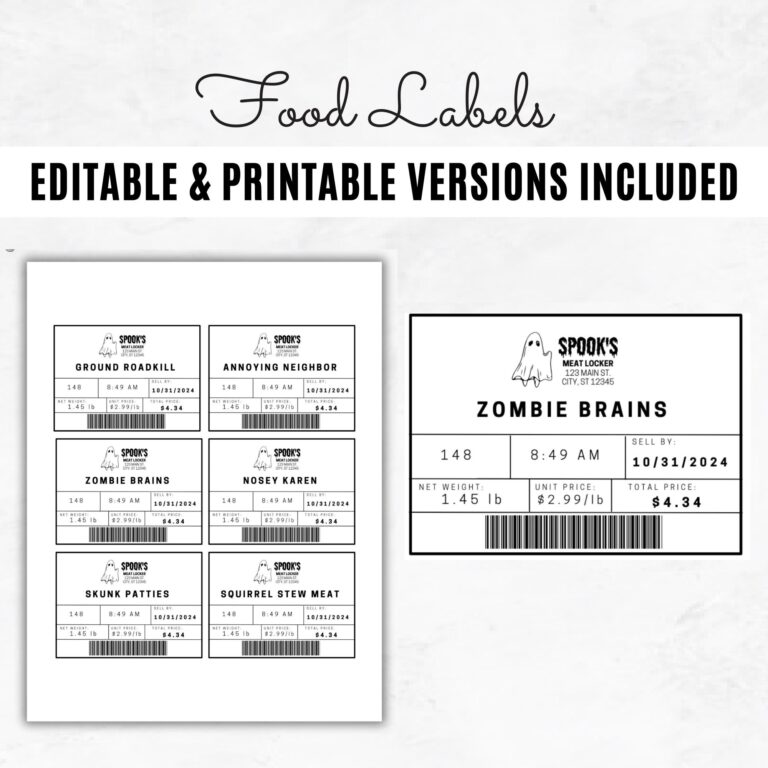 Halloween Meat Label Template Editable Halloween Treat Sticker Fake Meat Label Printable Meat Sticker Etsy UK