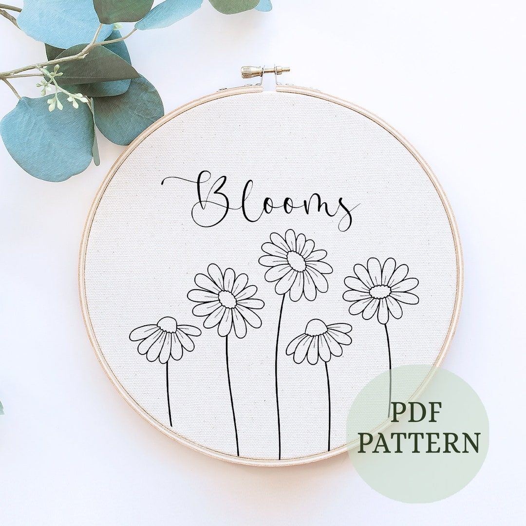 Hand Embroidery Pattern Embroidery Pattern Embroidery Designs Beginner Embroidery Pattern Daisies Embroidery Botanical Embroidery Etsy