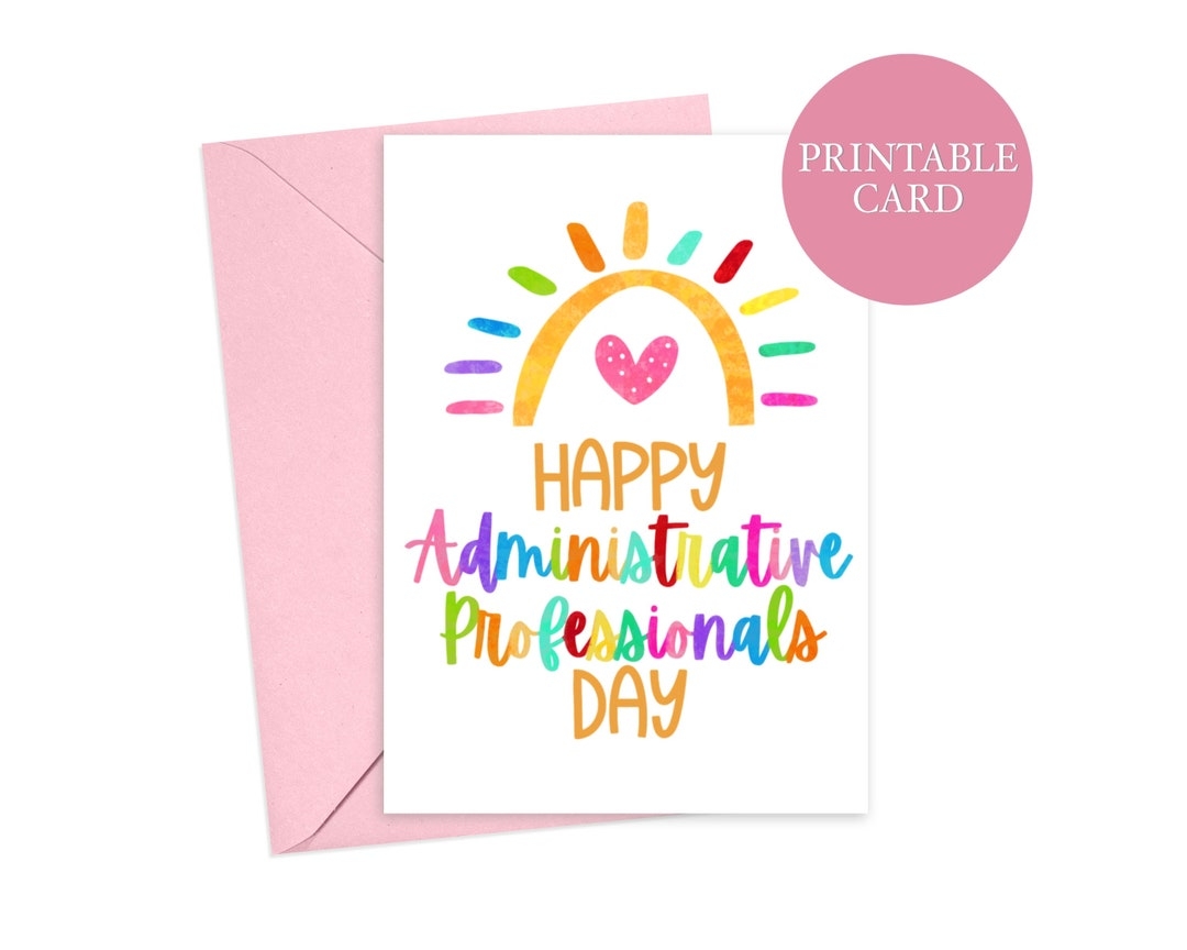 Happy Administrative Professionals Day Card Admin Professionals Admin Assistant Day Thank You Card Instant Download Printable Card Etsy