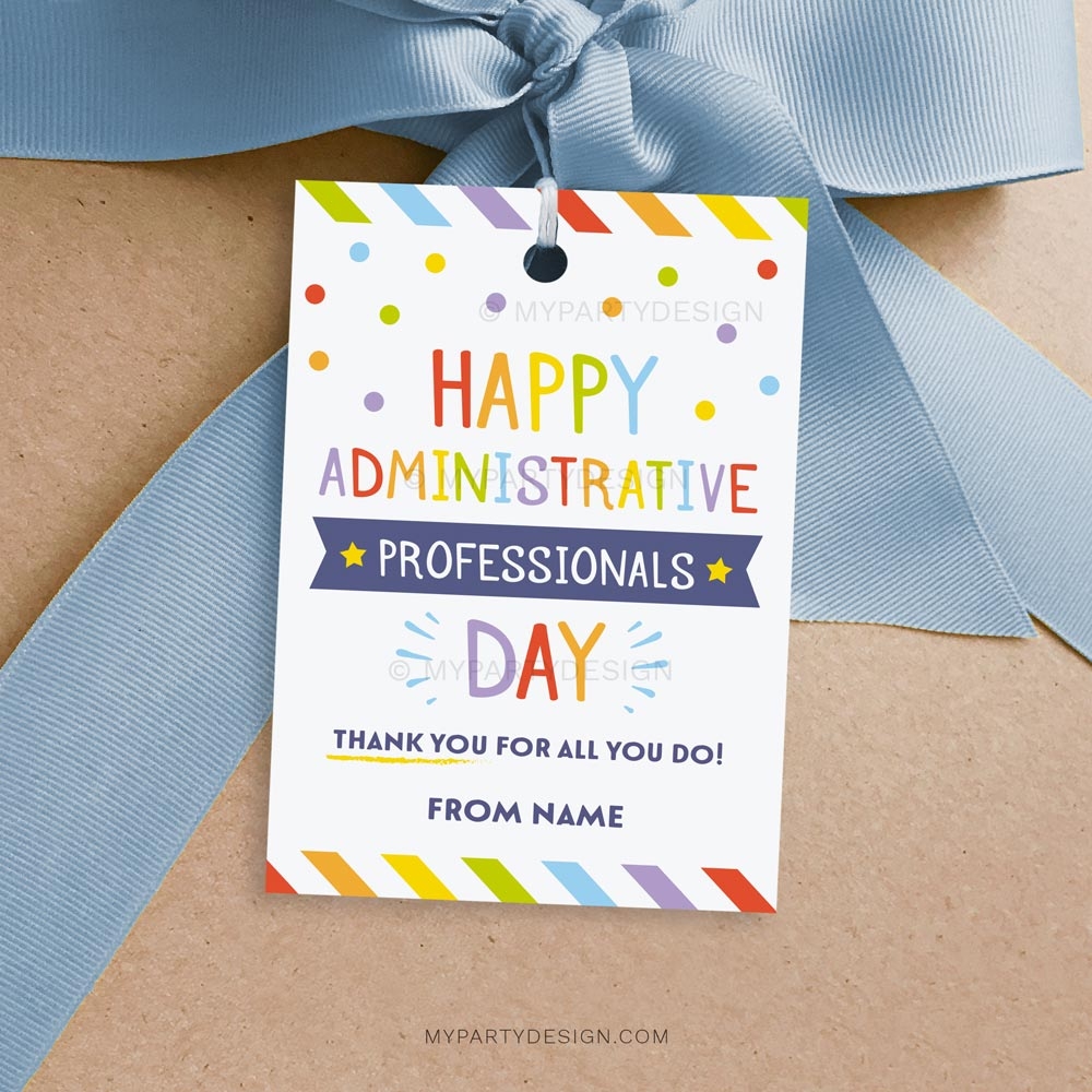 Happy Administrative Professionals Day Tag Printable PDF My Party Design