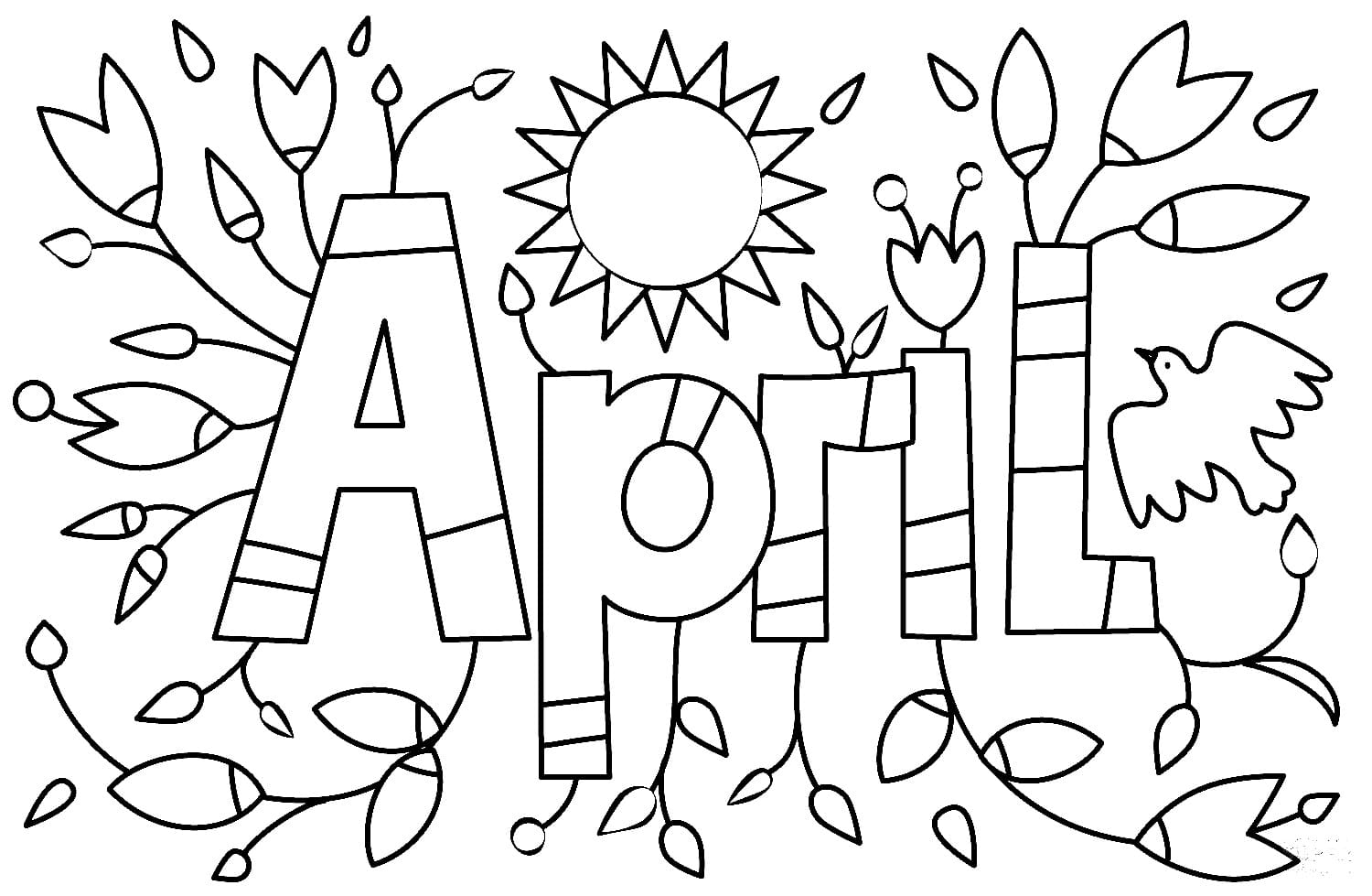 Happy April Coloring Page Download Print Or Color Online For Free