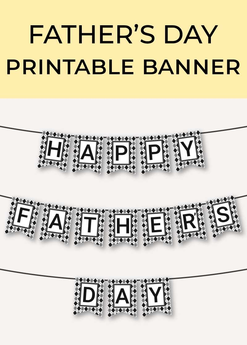 Happy Father s Day Printable Banner Chevron Lemon