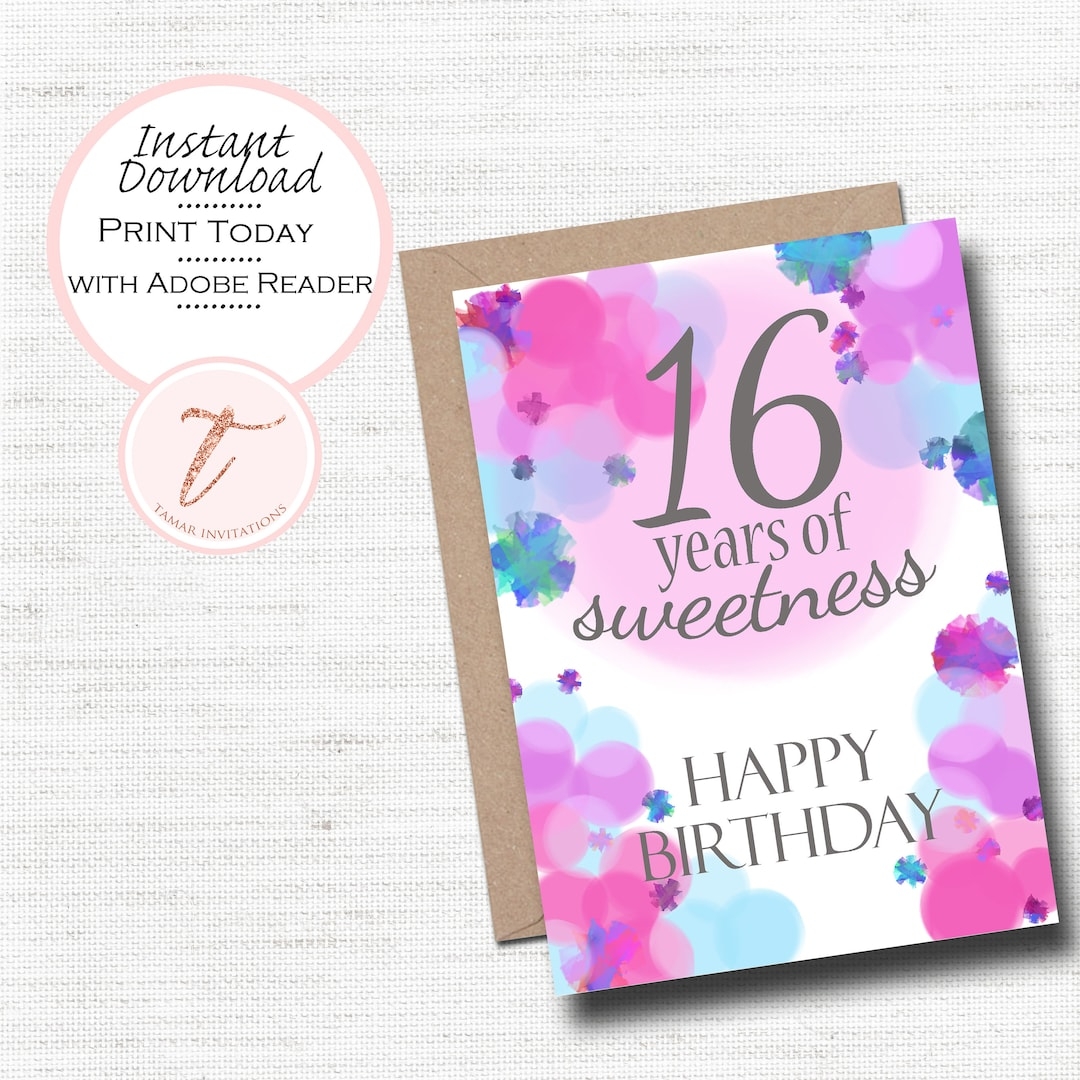 Sweet Sixteen Birthday Cards Free Printable