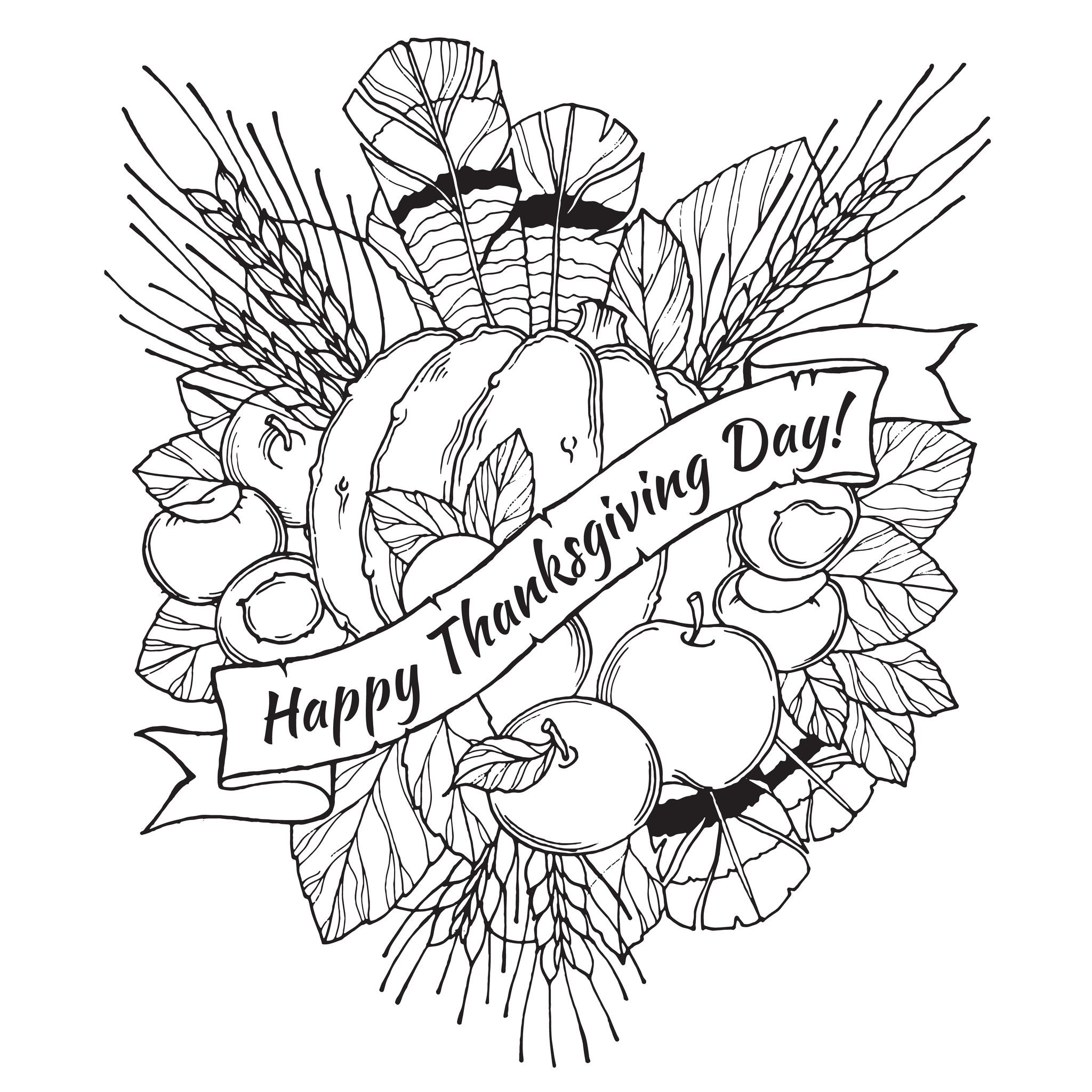 Happy Thanksgiving Thanksgiving Coloring Pages For Adults