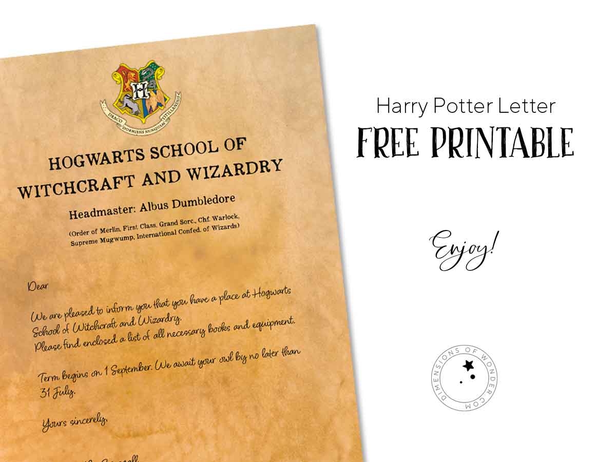 Harry Potter Letter Template Free Printable Hogwarts Acceptance 