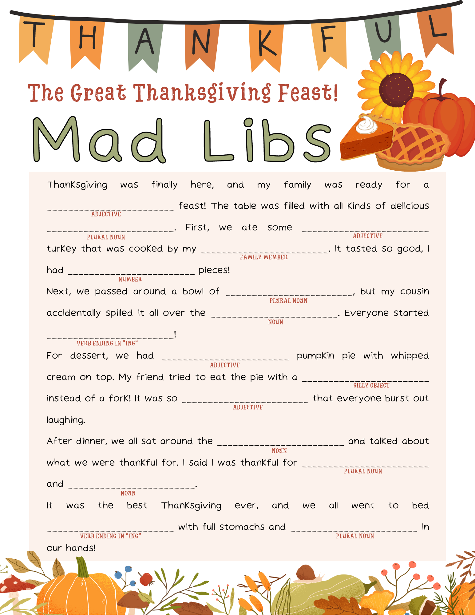 Free Mad Libs Printables