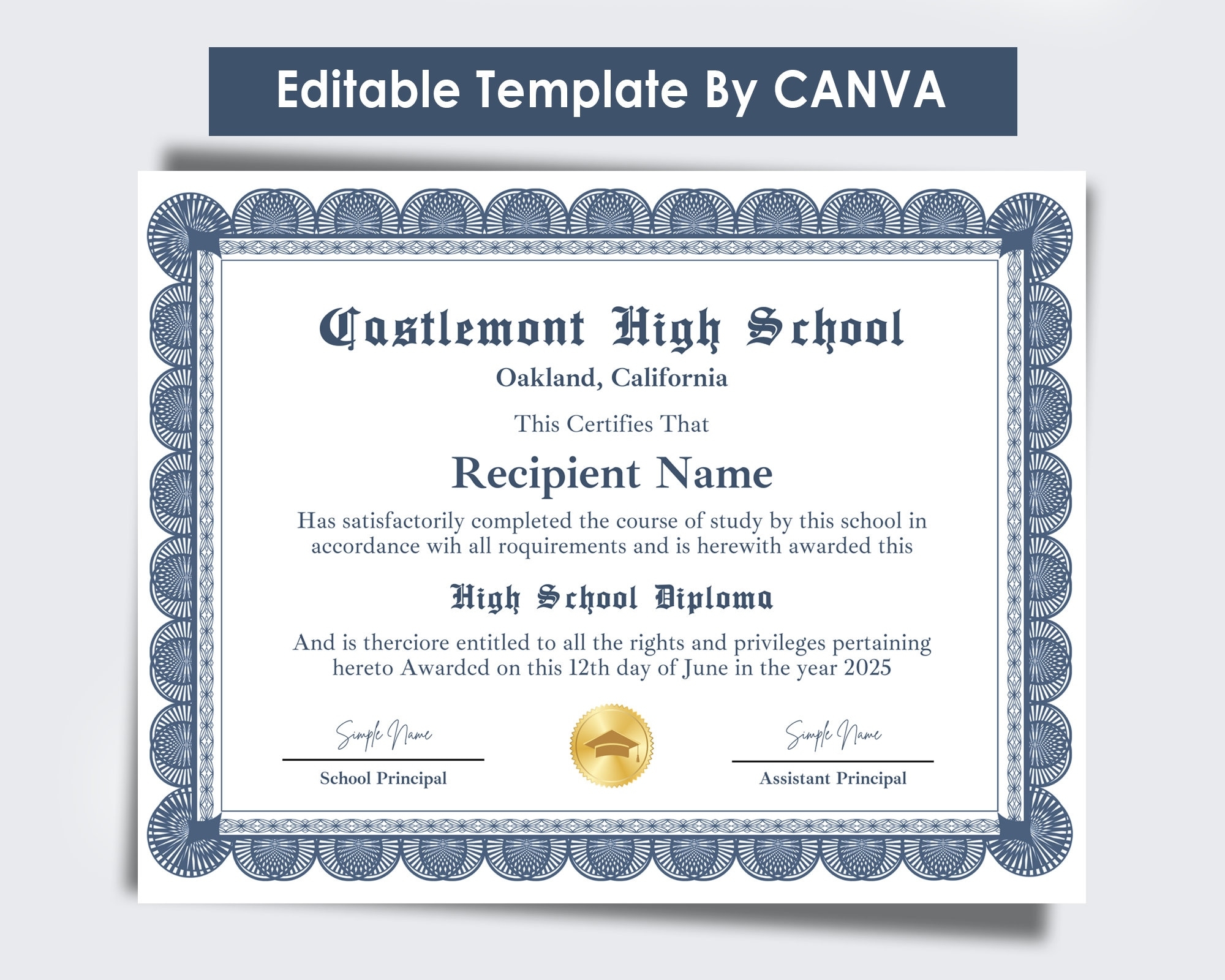 Free Printable Homeschool Diploma Template
