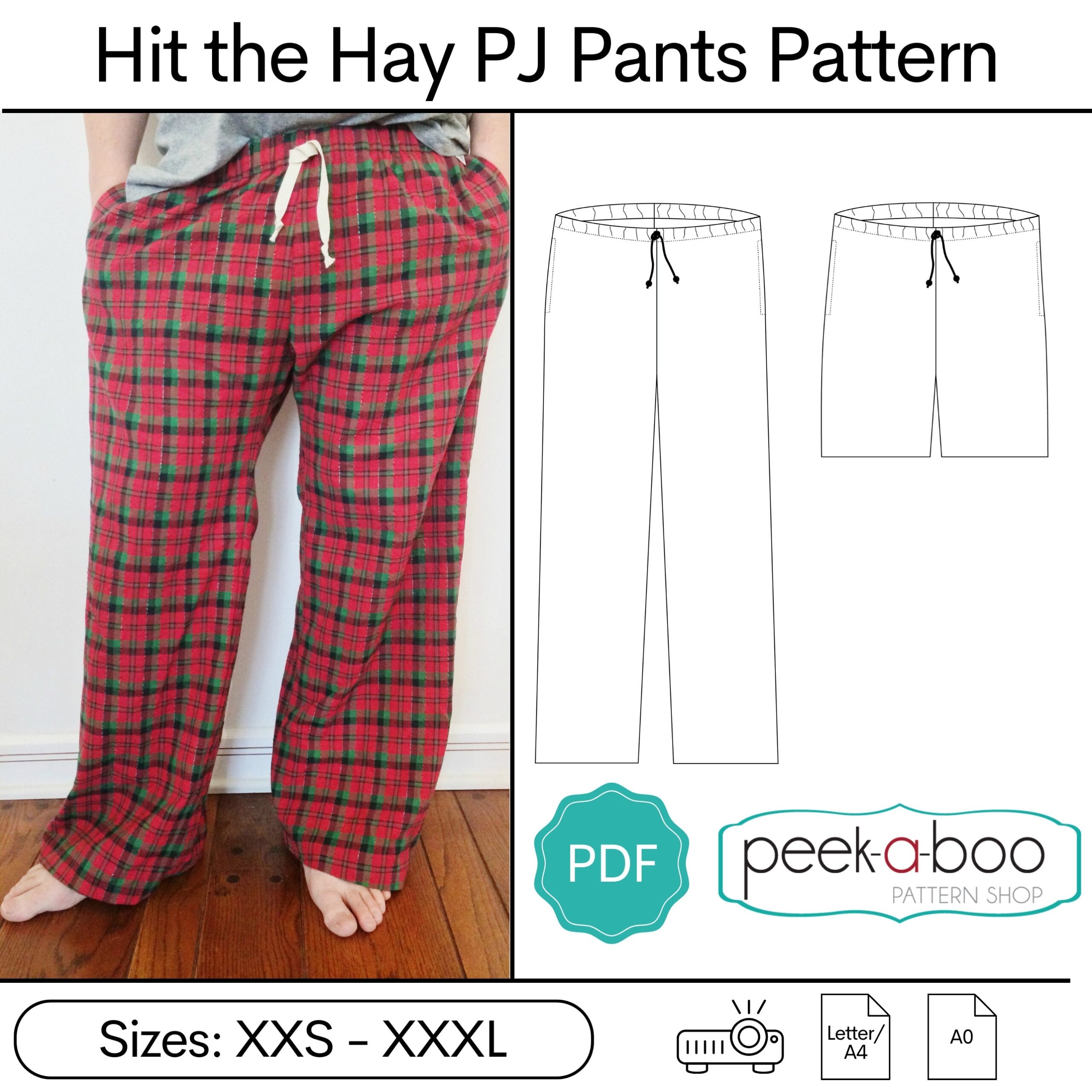 Hit The Hay Pajama Pants Adult Pajama Pants Sewing Pattern For 