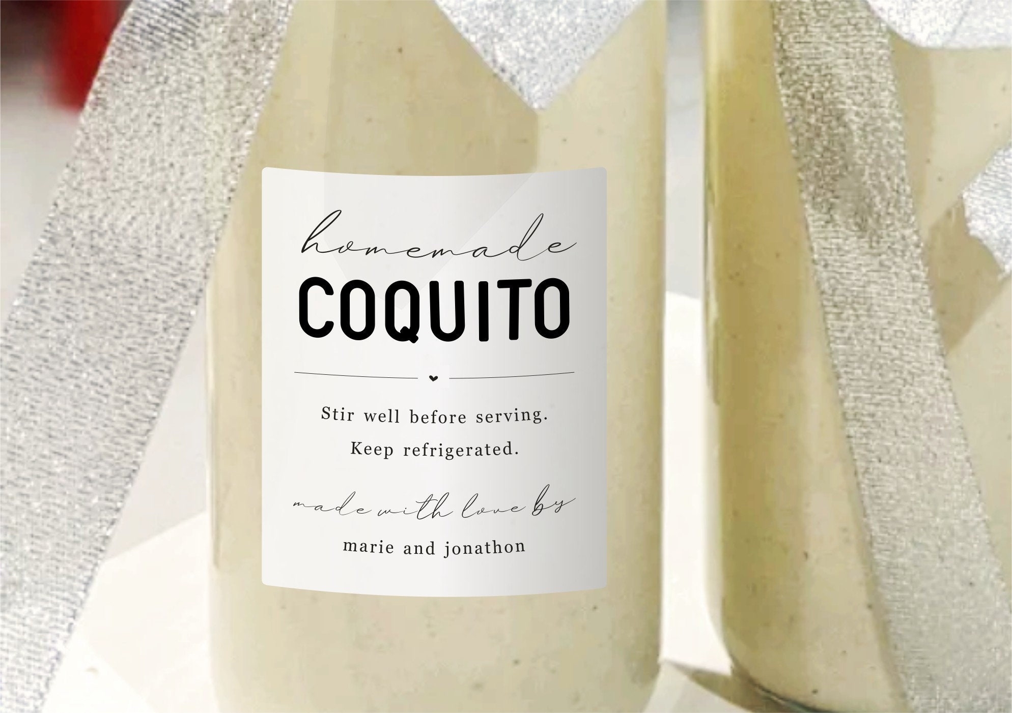 Homemade Coquito Label Template Printable Puerto Rican Eggnog Gift Bottle Sticker Personalize Custom Editable Digital Instant Download DIY Etsy