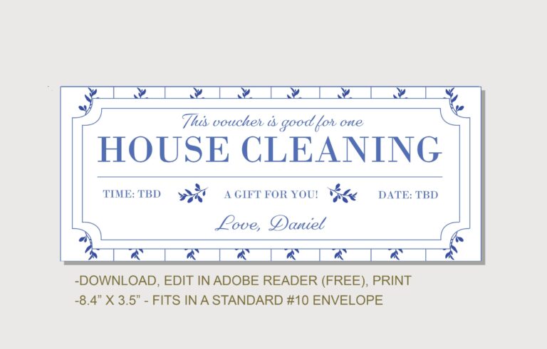 House Cleaning Coupon Voucher INSTANT DOWNLOAD EDITABLE Text Printable Personalized Certificate Birthday Coupon anniversary Etsy