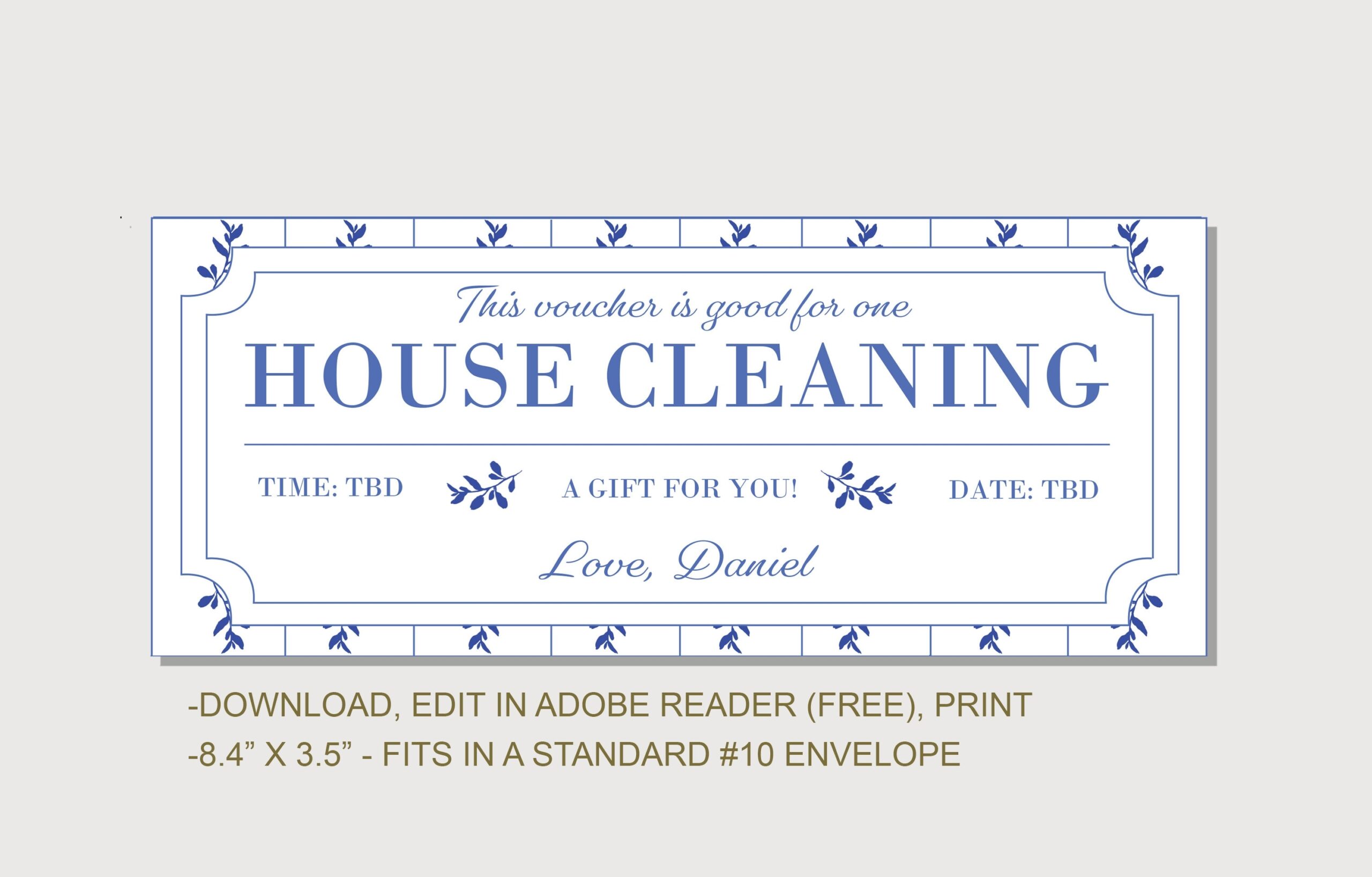 House Cleaning Coupon Voucher INSTANT DOWNLOAD EDITABLE Text Printable Personalized Certificate Birthday Coupon anniversary Etsy